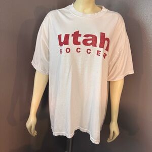 Vintage 90s Utah Soccer White and Red Men's T-Shirt